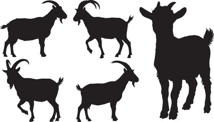 Mountain goat silhouette vector illustration