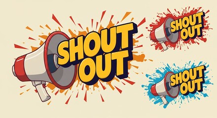 Megaphone with Shout Out Text Illustration