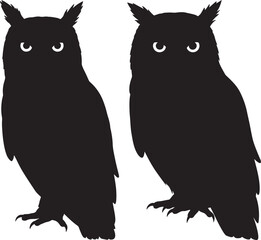 Owl perched silhouette vector illustration