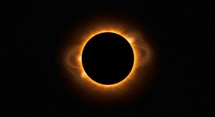Solar eclipse with corona against a starry background