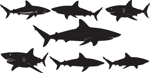 Shark swimming silhouette vector illustration