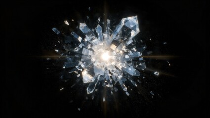 Obraz premium Crystal Explosion on Black Background