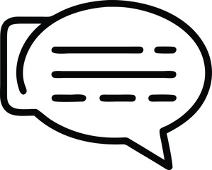 Black chat bubble icon line art isolated on white background