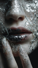 Obraz premium Shattered Glass Face Art Closeup.