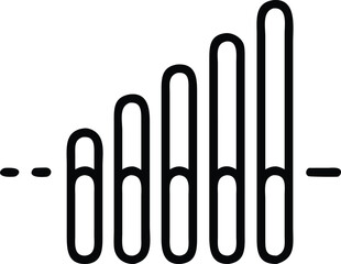 Line art network signal bars icon isolated on white background