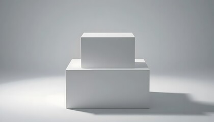 White Cubes Stacked Minimalist Product Display Platform Stage