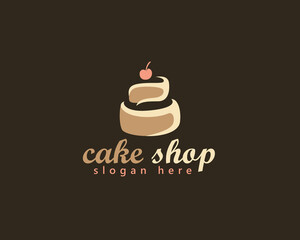 cake shop and bakery logo, birthday cake with berries on top, logo design template