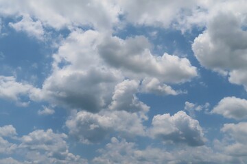 Beautiful cloudscape in blue sky, natural clouds background