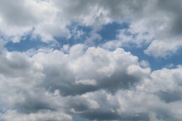 Beautiful cloudscape in blue sky, natural clouds background