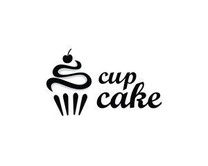 cake shop and bakery logo, abstract cupcake with cream forming the letter s, logo design template