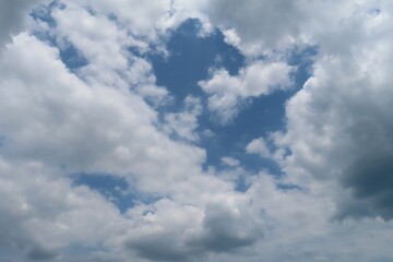 Beautiful cloudscape in blue sky, natural clouds background