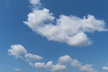 Beautiful cloudscape in blue sky, natural clouds background
