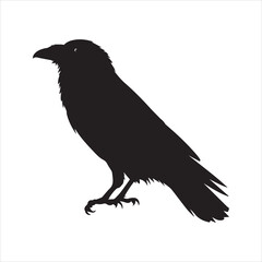 Raven Silhouette Vector Icon – Gothic Crow Bird Illustration