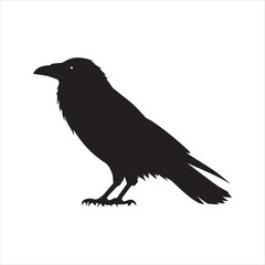 Raven Silhouette Vector Icon – Gothic Crow Bird Illustration