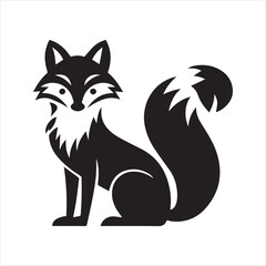 Fox Silhouette Vector Icon – Elegant Sitting Animal Illustration