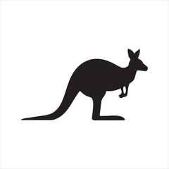 Kangaroo Silhouette Vector Icon – Standing Marsupial Animal Illustration