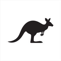 Kangaroo Silhouette Vector Icon – Standing Marsupial Animal Illustration