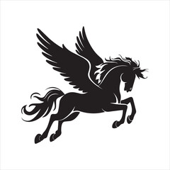 Pegasus Silhouette Vector Icon &ndash; Mythical Winged Horse Illustration
