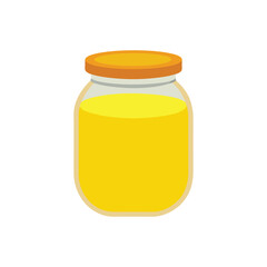 A glass jar filled with butter vector art illustration
