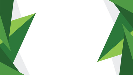 abstract green triangle geometric vector background with central white space