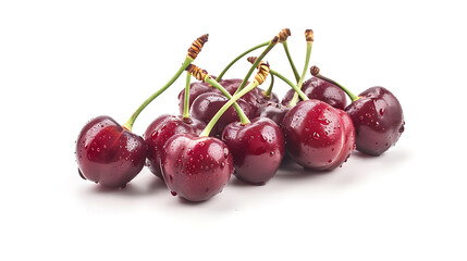 Red Cherries on White Background
