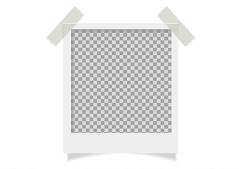 White photo frame with transparent background tape for showcasing images in an artistic and customizable way.