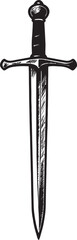 Black and white vector illustration of a medieval sword.