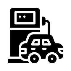 electric vehicle charging glyph icon