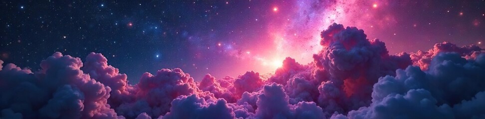 Obraz premium Mesmerizing cosmic dust and gas clouds illuminated by distant starlight, creating a vibrant nebula landscape Perfect for science fiction, fantasy, and astronomy projects , infrared, cosmic