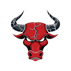 Fierce red bull head mascot logo design