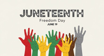 Celebratory Juneteenth Freedom Day Hands Raised
