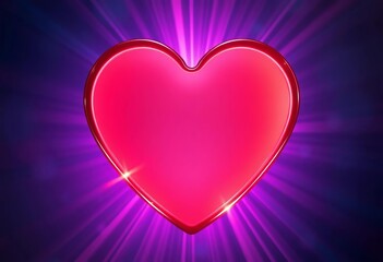 Heart-shaped medical symbol with radiating light, love, care