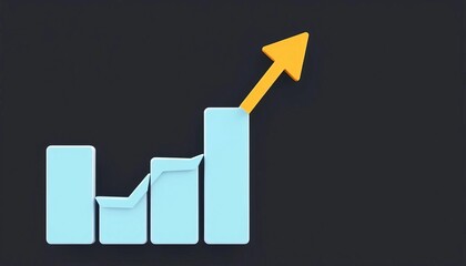 Growing graph icon, upward trending arrow, progress bar, flat design style,  progress,  increase