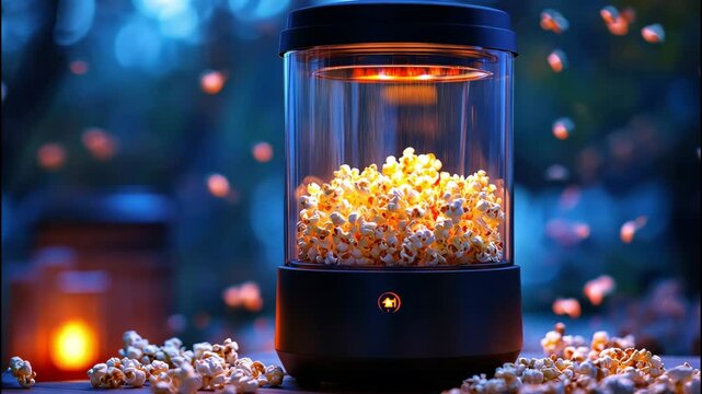 Beautiful glowing jar filled with yellow fireflies used as a charming ambient decor element