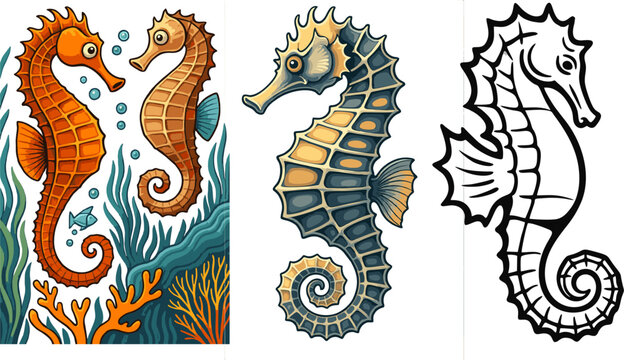 Seahorses logo vector.eps