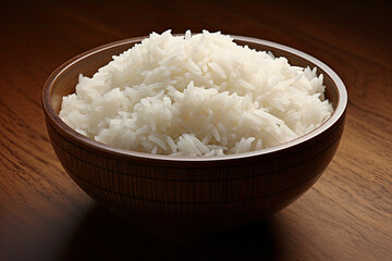 White basmati rice cooked plain or steamed in a bowl