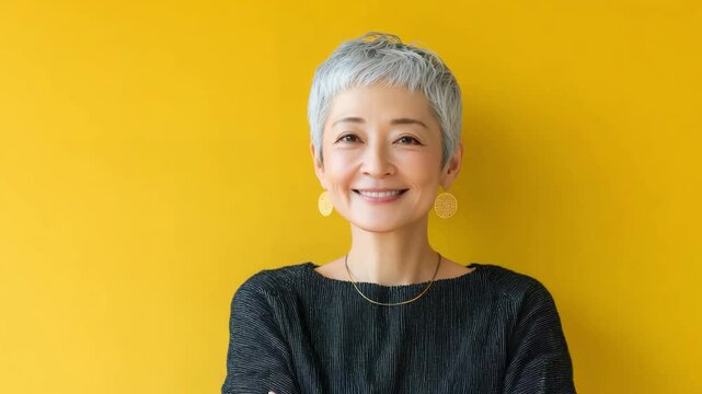 微笑むおしゃれなおばあさん