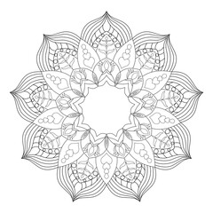
Flower Mandala Coloring Page - Detailed Flower Mandala Design for Adult Coloring Books - Beautiful Flower Mandala Pattern Stress Relief Meditation Art