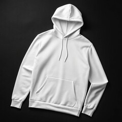 white hoodie  on a black background