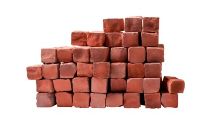  Stack of Red Brick Stones on White Background