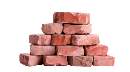  Stack of Red Brick Stones on White Background