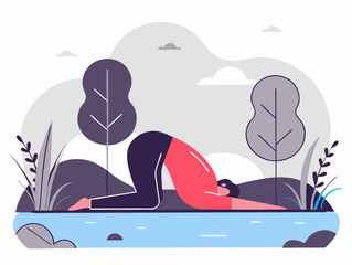 Outdoor Yoga Exercise Minimal Vector Roundish Flat