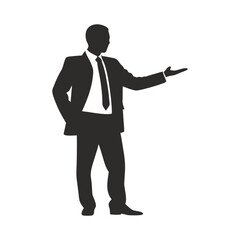 businessman silhouette in suit black and white vector art