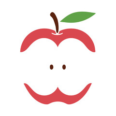 flat red apple minimalist vector graphic with bold outline