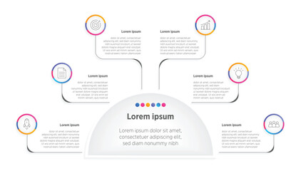 Modern Vector infographic label design with circle infographic template design and 6 options or steps. Can be used for process diagram, presentations, workflow layout, banner, flow chart, info graph.