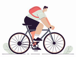 Obraz premium People Cyclist wearing summer clothes minimal vector Roundish Flat