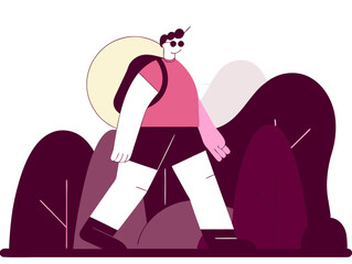 Obraz premium People wearing summer clothes minimal vector Roundish Flat