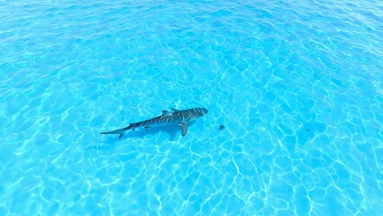 Tiger Shark Swimming in Crystal Clear Maldives Waters