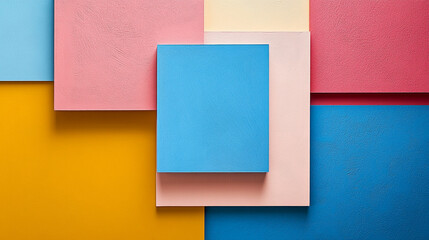 Fototapeta premium A playful arrangement of vibrant geometric squares offering a modern and bold design showcased with bright studio