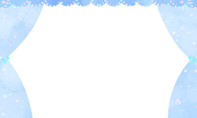 ゆめかわ透明水彩のカーテンフレーム